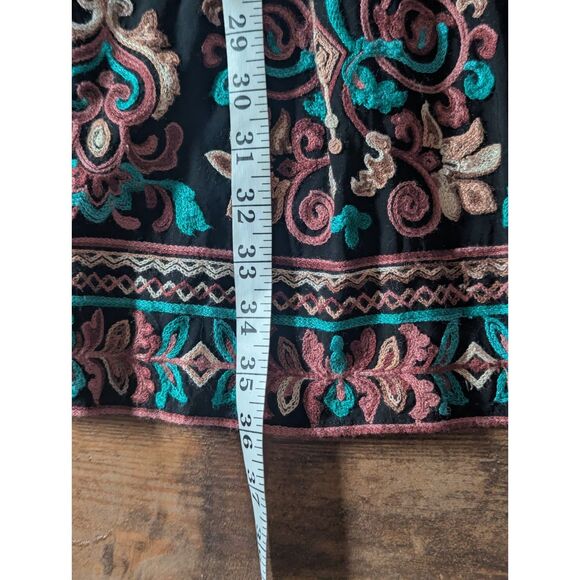 Anthropologie Embroidered Tunic Dress S Black Boho Luxe Floral Long Sleeve - Picture 7 of 8